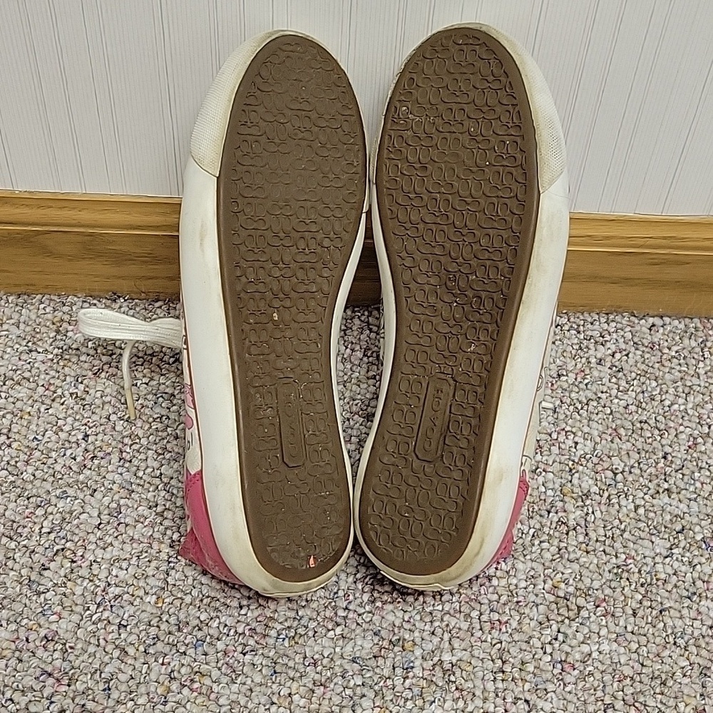 Coach Poppy Barrett Pink and Cream Women's Sneakers, Leather Trim. Sz 7 - Picture 5 of 9